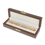 Ручка шариковая металлическая с гравировкой и красным фианитом в деревянной коробке Metal Pens варинант исполнения - 4 | Loft Concept в Нижнем Новгороде