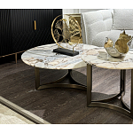 Столик журнальный с круглой мраморной столешницей Unique Stone Design варинант исполнения - 8 | Loft Concept в Нижнем Новгороде