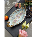 Блюдо овальное из голубого фарфора с ручками в виде бабочек и цветочным рисунком Blue Garden варинант исполнения - 3 | Loft Concept в Нижнем Новгороде