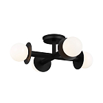 Потолочный светильник с тремя белыми матовыми стеклянными плафонами в форме шаров на черном основании Generation Lighting варинант исполнения - 2 | Loft Concept в Нижнем Новгороде