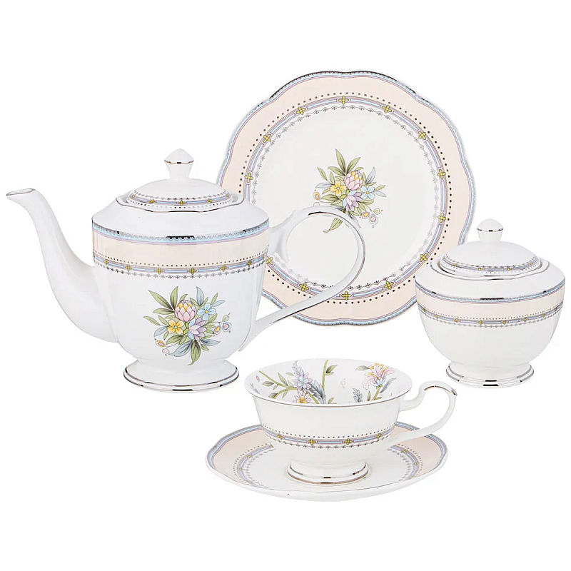 Чайный сервиз из фарфора на 6 персон 20 предметов Tea Flower Set Мульти в Нижнем Новгороде | Loft Concept 