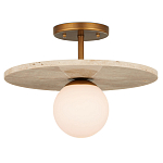 Потолочный светильник из травертина с плафоном из белого матового стекла Marble Glow варинант исполнения - 2 | Loft Concept в Нижнем Новгороде