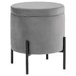 Серый пуф на черных ножках SANJAY варинант исполнения - 1 | Loft Concept в Нижнем Новгороде