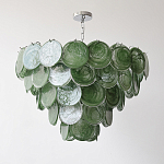 Люстра из зеленых стеклянных дисков с перламутровым эффектом Green Glowing Glaze варинант исполнения - 5 | Loft Concept в Нижнем Новгороде
