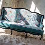 Трехместный диван из натурального бука бирюзовый с изображением птиц и цветов Turquoise Chinoiserie Garden Sofa варинант исполнения - 11 | Loft Concept в Нижнем Новгороде