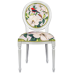 Стул светло-серый из натурального бука с изображением птиц и цветов Blooming Red Birds варинант исполнения - 1 | Loft Concept в Нижнем Новгороде