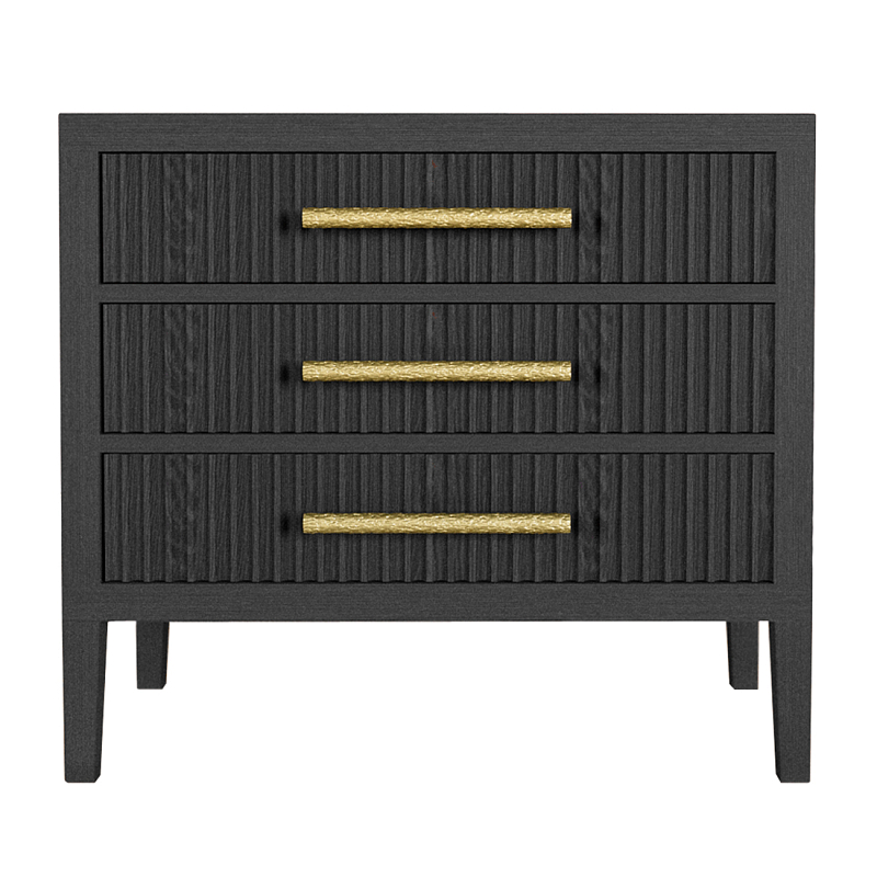 Тумба Primo  с тремя ящиками шпон Черный дуб Черный Золотой в Нижнем Новгороде | Loft Concept 