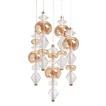 Люстра с плафонами из прозрачного и янтарного стекла в виде шаров и ромбов Gabriel Scott Luna варинант исполнения - 1 | Loft Concept в Нижнем Новгороде