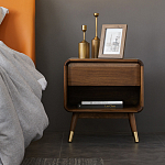 Прикроватная деревянная тумба с ящиком и нишей для хранения Moon Walnut Furniture варинант исполнения - 1 | Loft Concept в Нижнем Новгороде