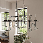 Люстра подвесная с 8-ю лампами и стеклянными круглыми подвесками Currey & Company варинант исполнения - 3 | Loft Concept в Нижнем Новгороде