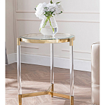 Золотой приставной столик с круглой стеклянной столешницей Weightless Table варинант исполнения - 8 | Loft Concept в Нижнем Новгороде