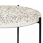 Кофейный столик с круглой разноцветной столешницей на 4-х черных ножках Multicolored Stone Composite варинант исполнения - 2 | Loft Concept в Нижнем Новгороде