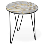 Стол журнальный c круглой столешницей из стекла серого цвета Gray and Gold Marble варинант исполнения - 1 | Loft Concept в Нижнем Новгороде