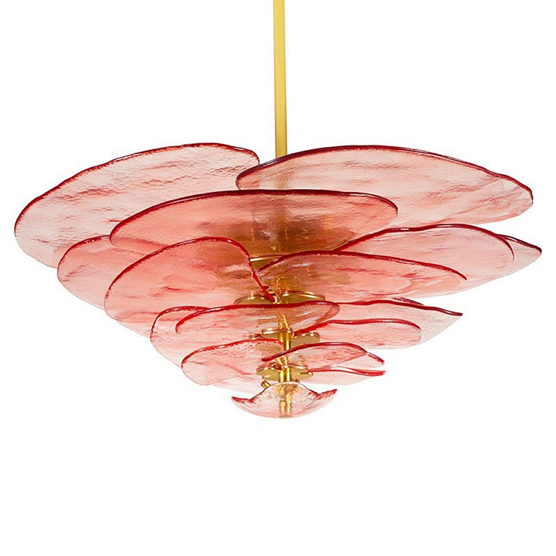 Люстра из розового стекла в форме листьев лотоса Glass Pink Sculpture Розовый Люстра из розового стекла в форме листьев лотоса Glass Pink Sculpture Розовый в Нижнем Новгороде | Loft Concept
