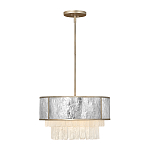 Люстра круглая с подвесками из текстурированного стекла молочного цвета Hinkley варинант исполнения - 9 | Loft Concept в Нижнем Новгороде