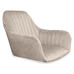 Барный стул со спинкой и подлокотниками на 4-х коричневых деревянных ножках Бежевый Велюр Ava Charm варинант исполнения - 5 | Loft Concept в Нижнем Новгороде