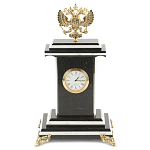 Часы настольные бронзовые с Гербом России из натурального камня Змевик Stone Clock варинант исполнения - 1 | Loft Concept в Нижнем Новгороде