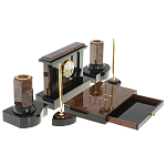 Настольный письменный набор с часами из природного камня обсидиана Royal Stone варинант исполнения - 3 | Loft Concept в Нижнем Новгороде