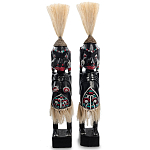 Комплект из 2-х деревянных статуэток Asmat Straw Headdress Statuettes Black Turquoise варинант исполнения - 4 | Loft Concept в Нижнем Новгороде