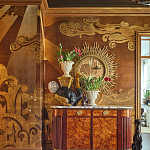 Обои ручная роспись в стиле Арт-деко Deco Dawn Bas Relief on Deep Rich Gold gilded paper варинант исполнения - 2 | Loft Concept в Нижнем Новгороде