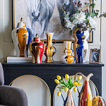 Ваза с крышкой и мазками синего и золого цвета на белом фоне Chinoiserie Ceramics варинант исполнения - 6 | Loft Concept в Нижнем Новгороде