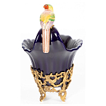 Чаша темно-синего цвета из фарфора с разноцветной птичкой Eden Garden porcelain and bronze варинант исполнения - 3 | Loft Concept в Нижнем Новгороде