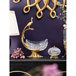 Чаша из прозрачного стекла на бронзовой подставке в виде павлина с рельефным хвостом Eden Garden варинант исполнения - 3 | Loft Concept в Нижнем Новгороде