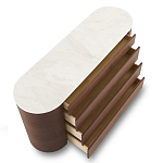 Дизайнерский комод овальной формы с белой столешницей и 4-мя ящиками Gioli варинант исполнения - 1 | Loft Concept в Нижнем Новгороде