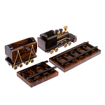 Часы настольные в виде паровоза из натурального камня Обсидиан Train Stone Clock варинант исполнения - 3 | Loft Concept в Нижнем Новгороде