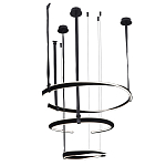 Люстра подвесная с 3-мя кольцами из кожаных ремней черного цвета Half Ring Horizontal  варинант исполнения - 2 | Loft Concept в Нижнем Новгороде