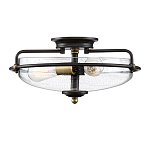 Потолочный светильник со стеклянным плафоном на изогнутых кронштейнах Quoizel  варинант исполнения - 4 | Loft Concept в Нижнем Новгороде