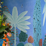 Обои ручная роспись Malwa Special Colourway on blue painted Xuan paper варинант исполнения - 2 | Loft Concept в Нижнем Новгороде