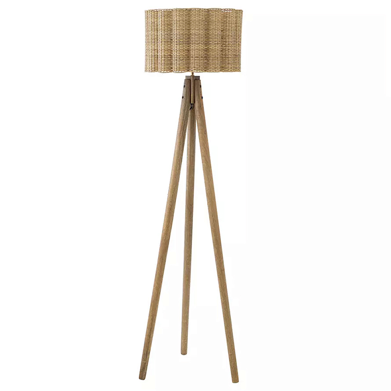 Торшер с плетеным абажуром на основании в виде треноги Lamp with Wicker Lampshade Бежевый в Нижнем Новгороде | Loft Concept 