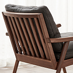 Кресло c каркасом из массива дерева и мягкой кожаной обивкой Walnut Armchair варинант исполнения - 9 | Loft Concept в Нижнем Новгороде