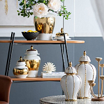 Ваза с золотыми полосами на белом фоне Chinoiserie Ceramics варинант исполнения - 4 | Loft Concept в Нижнем Новгороде