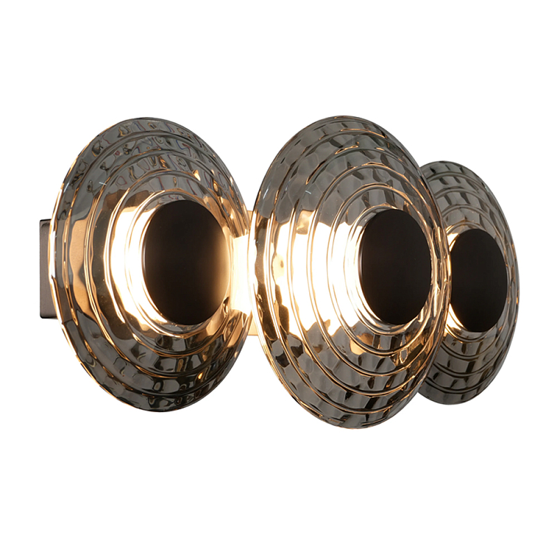 Бра из трех стеклянных фактурных дисков Eyepiece Прозрачный Янтарный Дымчатый (Smoke) в Нижнем Новгороде | Loft Concept 