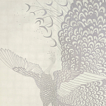 Обои ручная роспись в стиле Арт-деко Whistler Peacocks Special Colourway on 12 Carat White Gold gilded silk варинант исполнения - 2 | Loft Concept в Нижнем Новгороде