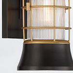 Настенный фонарь цилиндрической формы с рифленым стеклом в золотом каркасе на черном прямоугольном основании Eurofase варинант исполнения - 14 | Loft Concept в Нижнем Новгороде