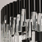 Люстра круглая из матового черного металла с подвесками из прозрачных стеклянных трубок Noir Tubes варинант исполнения - 7 | Loft Concept в Нижнем Новгороде