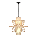 Подвесной светильник фигурный из деревянных прутьев с плафоном из натуральной ткани Light Inside the Cell варинант исполнения - 1 | Loft Concept в Нижнем Новгороде