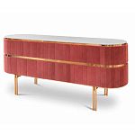 Дизайнерский комод овальный с розовой бархатной обивкой Edith варинант исполнения - 1 | Loft Concept в Нижнем Новгороде