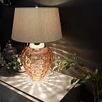 Настольная лампа с фактурным стеклянным основанием красного цвета с хромированной деталью у горловины и белым абажуром из искусственного шёлка Elstead Lighting варинант исполнения - 2 | Loft Concept в Нижнем Новгороде