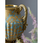 Ваза голубого цвета из фарфора с золотым растительным орнаментом и бронзовыми фигурками женщин Eden Garden porcelain and bronze варинант исполнения - 8 | Loft Concept в Нижнем Новгороде