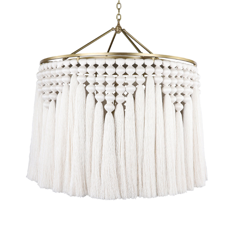Люстра белая плетеная с кисточками Boho Tassel Chandelier Белый Латунь Люстра белая плетеная с кисточками Boho Tassel Chandelier Белый Латунь в Нижнем Новгороде | Loft Concept