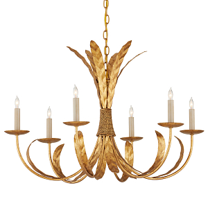 Люстра золотая с декором в виде перьев Bunch of Feathers