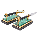 Настольный письменный набор из малахита и долерита с декором в виде герба России Leader Organizer варинант исполнения - 5 | Loft Concept в Нижнем Новгороде