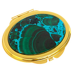 Зеркало карманное складное овальное из натурального камня Малахит с Хризоколлой Gold Stone Mirrors варинант исполнения - 1 | Loft Concept в Нижнем Новгороде