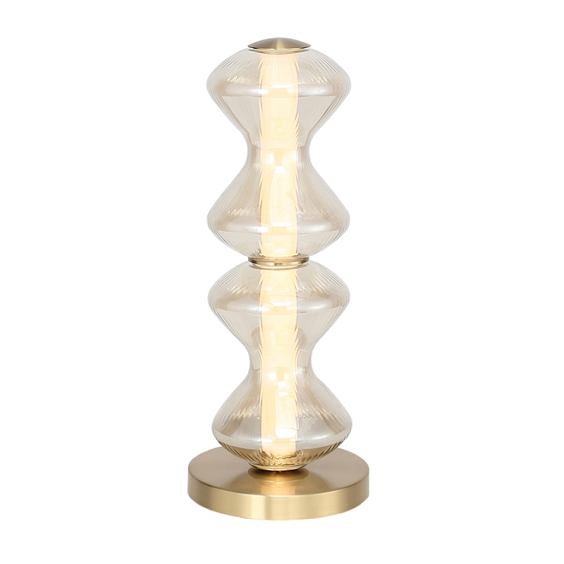 Настольная лампа светодиодная с волнообразным плафоном Amphora of Light Коньяк Золотой в Нижнем Новгороде | Loft Concept 
