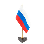 Флагшток настольный с флагом России из камня обсидиан Stone Flagpole варинант исполнения - 2 | Loft Concept в Нижнем Новгороде