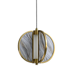 Подвесной светильник с круглым плафоном из искусственного алебастра в бронзовой оправе Marbella варинант исполнения - 1 | Loft Concept в Нижнем Новгороде